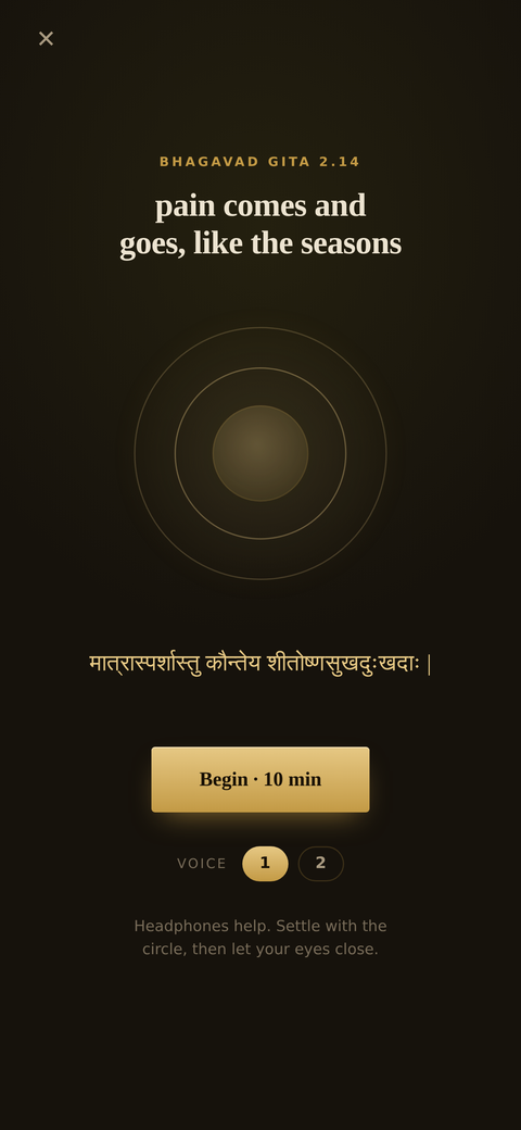 the guided sit — a verse and a breathing circle, with the meditation about to begin